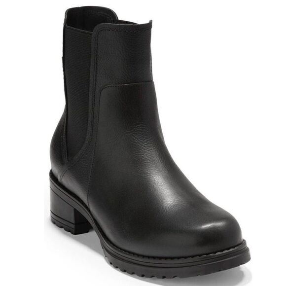 Cole Haan Camea Waterproof Leather Combat Boot,  Block‎ Heel Black, Size 9.5 NWT - Picture 2 of 16